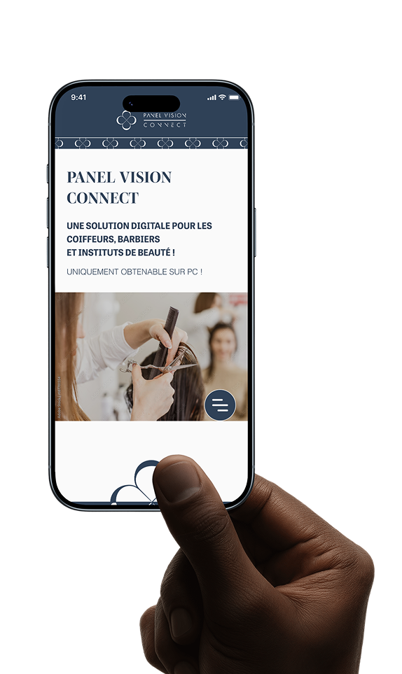 Main tenant un téléphone avec le site Panel Vision Connect